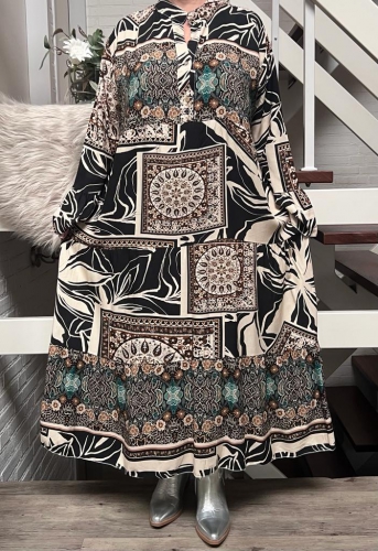 Wiskozowa sukienka w stylu boho, Made in Italy, model plus size