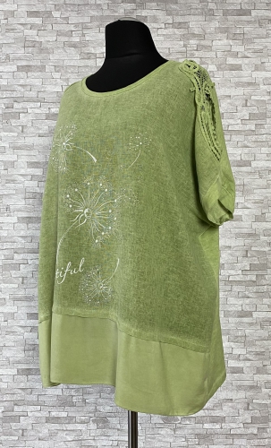 Bawełniano-lniana bluzka zdobiona cyrkoniami, różne kolory, duże rozmiary