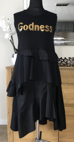 Czarna sukienka z falbnami, Made in Italy