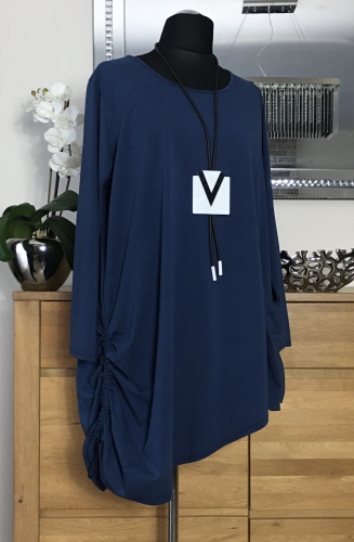 Bawełniana tunika Moonshine Fashion z asymetrycznym dołem, Made in Italy, różne kolory, rozmiar 2