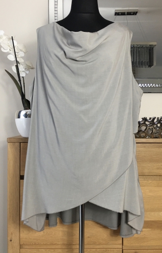 Bawełniana tunika Moonshine Fashion bez rękawów,  duży rozmiar, Made in Italy, odcień beżu