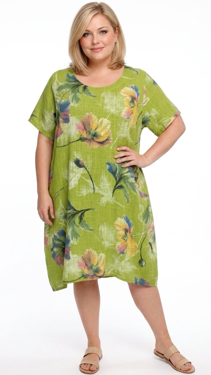 bawełniano lniana sukienka mb germany z kieszeniami, model plus size bawełniano lniana sukienka mb germany z kieszeniami, model plus size
