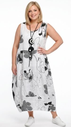 lniana sukienka moonshine fashion z kieszeniami, rozmiar 2, dwa kolory