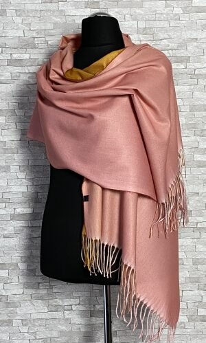 dwustronny, bawełniano wiskozowy szal z frędzlami