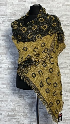 szal dwustronny ze złotą nitką i ozdobnymi cekinami