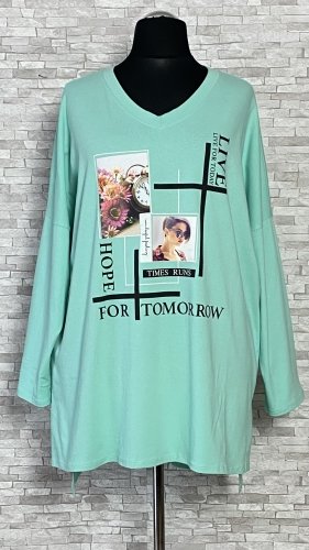 bawełniana tunika z kolorowym motywem na przodzie, model plus size