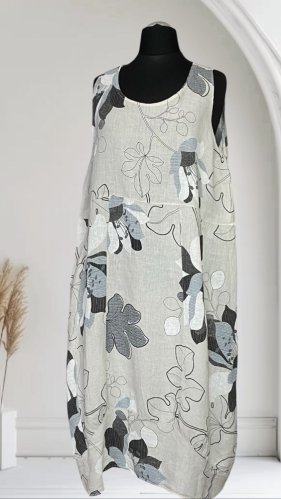 lniana sukienka moonshine fashion z kieszeniami, rozmiar 2, dwa kolory