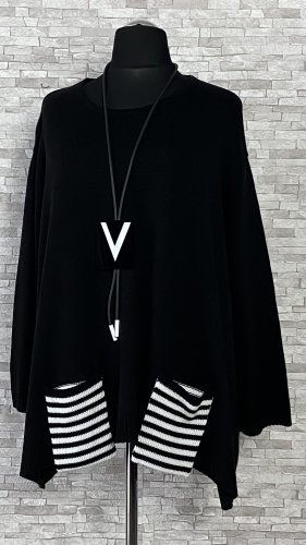 dzianinowy sweter le camille z kieszeniami, model plus size