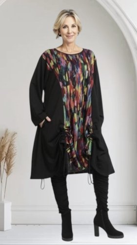 czarna sukienka akh exclusive z kolorową wstawką