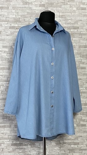 bawełniana koszula / jasny jeans, model plus size bawełniana koszula / jasny jeans, model plus size