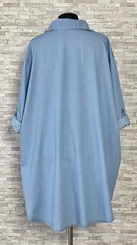 bawełniana koszula / jasny jeans, model plus size bawełniana koszula / jasny jeans, model plus size