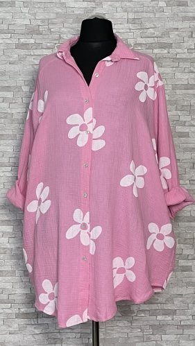 różowa bluzka / koszula damska w kwiaty różowa bluzka / koszula damska w kwiaty