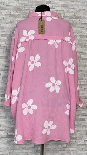 różowa bluzka / koszula damska w kwiaty różowa bluzka / koszula damska w kwiaty