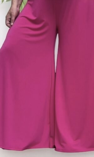 jednolite spodnie z szerokimi nogawkami