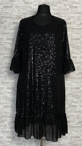 sukienka cekinowa z falbaną