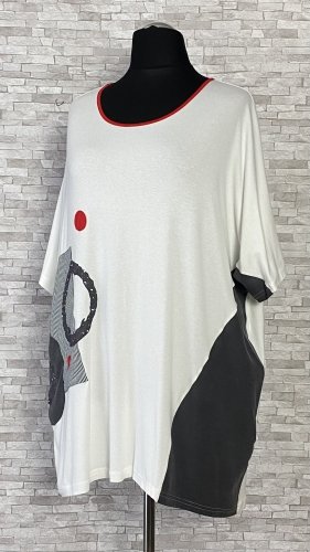 wiskozowa bluzka new jersey fashion z szarą wstawką