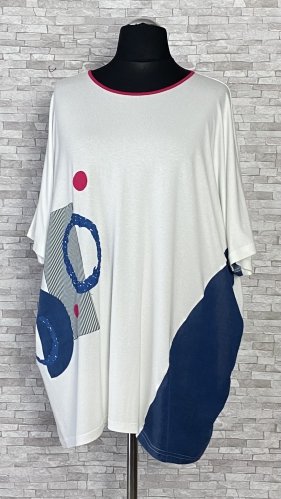 wiskozowa bluzka new jersey fashion z niebieską wstawką