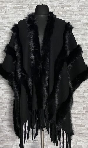 eleganckie ponczo z futerkiem
