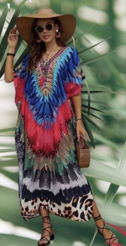 długie ponczo we wzory