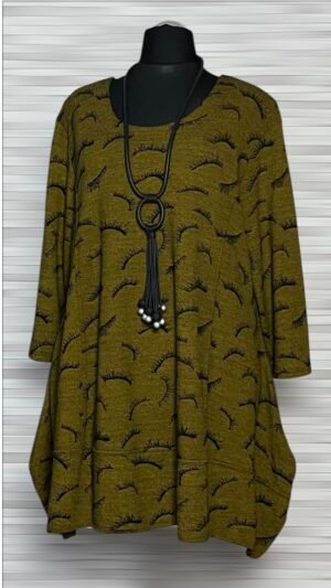 tunika new jersey fashion w musztardowym kolorze