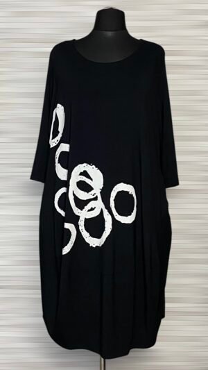 czarna sukienka new jersey fashion z kieszeniami