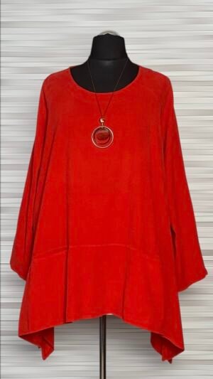 sztruksowa tunika z wisiorkiem