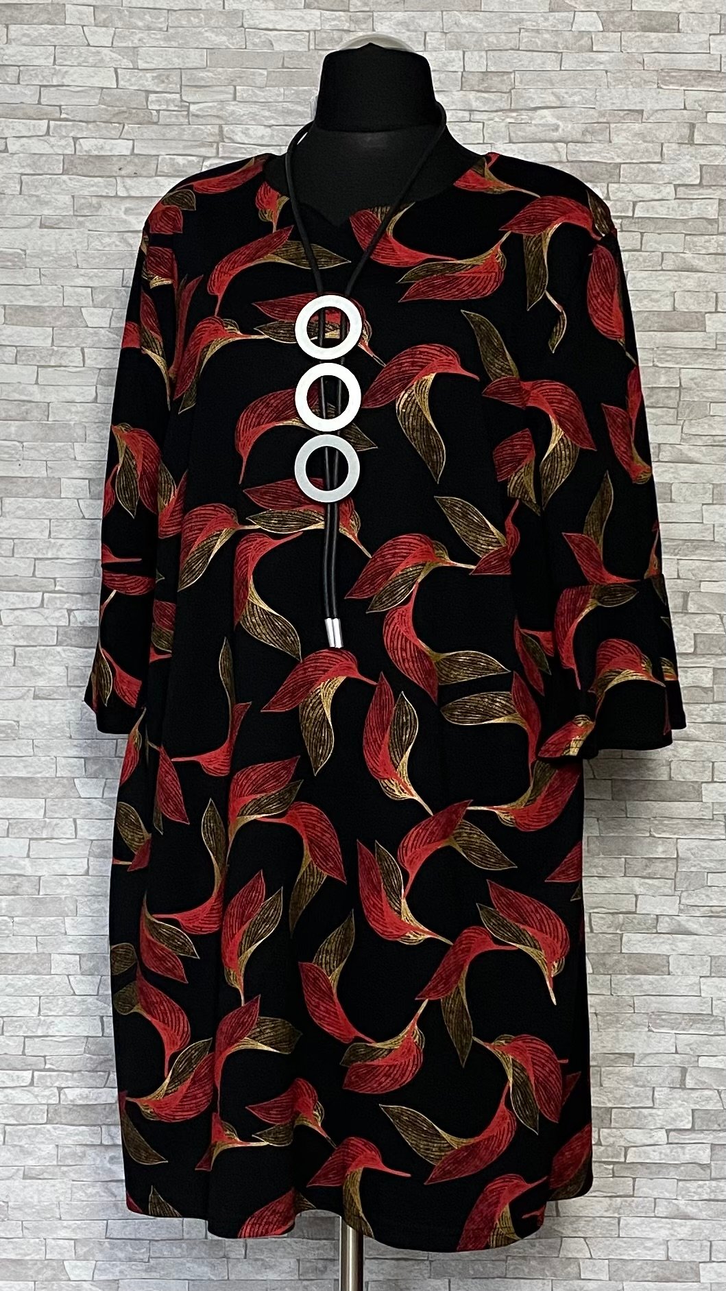 sukienka new jersey fashion z motywem liści sukienka new jersey fashion z motywem liści