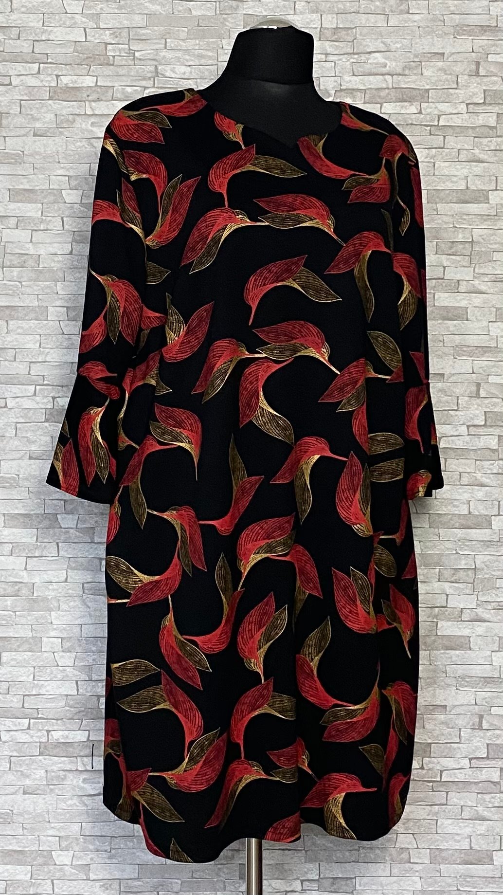 sukienka new jersey fashion z motywem liści sukienka new jersey fashion z motywem liści