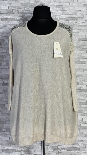 dzianinowy sweter z koronką i perełkami dzianinowy sweter z koronką i perełkami