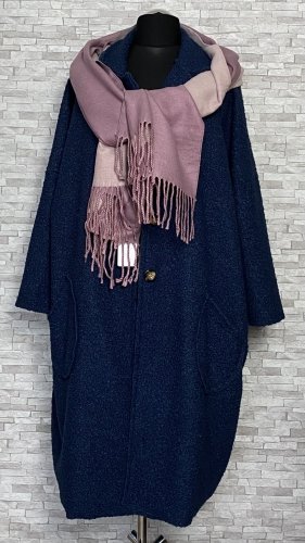 płaszcz damski typu boucle z kieszeniami