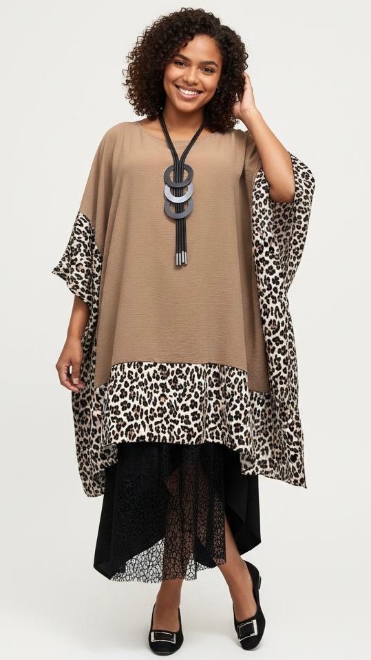 wiskozowe ponczo / tunika z panterką wiskozowe ponczo / tunika z panterką