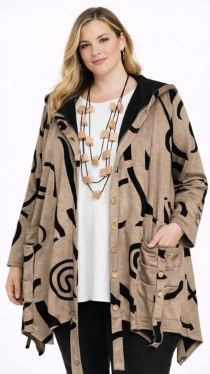 rozpinany blezer new jersey fashion z kapturem