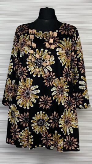 czarna tunika new jersey fashion z kieszeniami