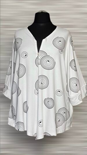 biała bluzka new jersey fashion z zamkiem