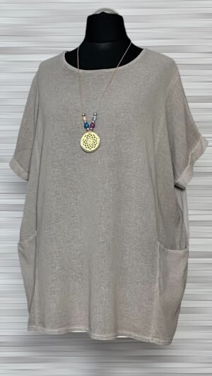 bawełniano lniana bluzka z wisiorkiem