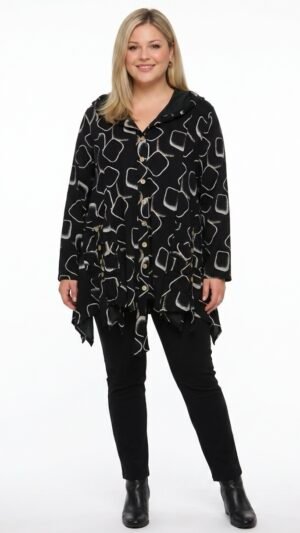 rozpinany blezer new jersey fashion z kapturem