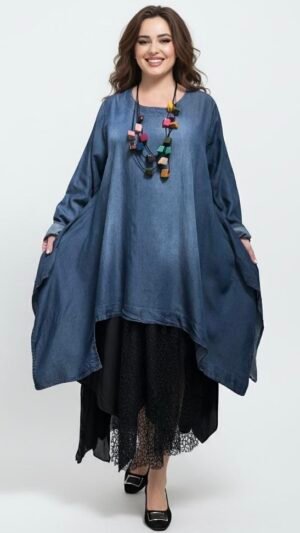 Home asymetryczna tunika tencel moonshine mode