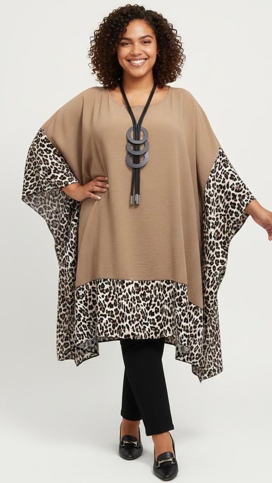 wiskozowe ponczo / tunika z panterką wiskozowe ponczo / tunika z panterką