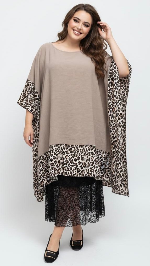 wiskozowe ponczo / tunika z panterką wiskozowe ponczo / tunika z panterką