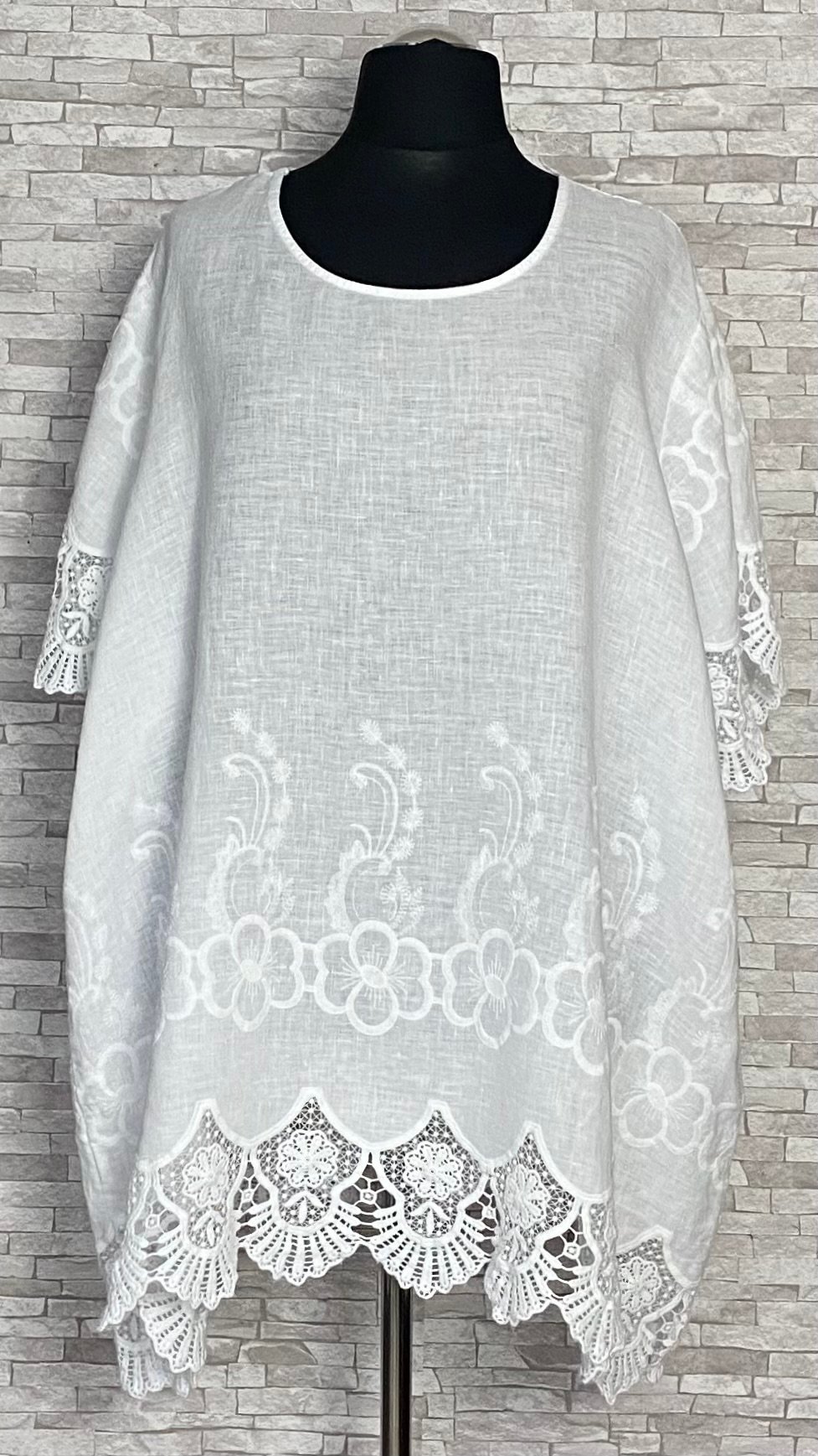 lniana tunika moonshine mode z koronką lniana tunika moonshine mode z koronką