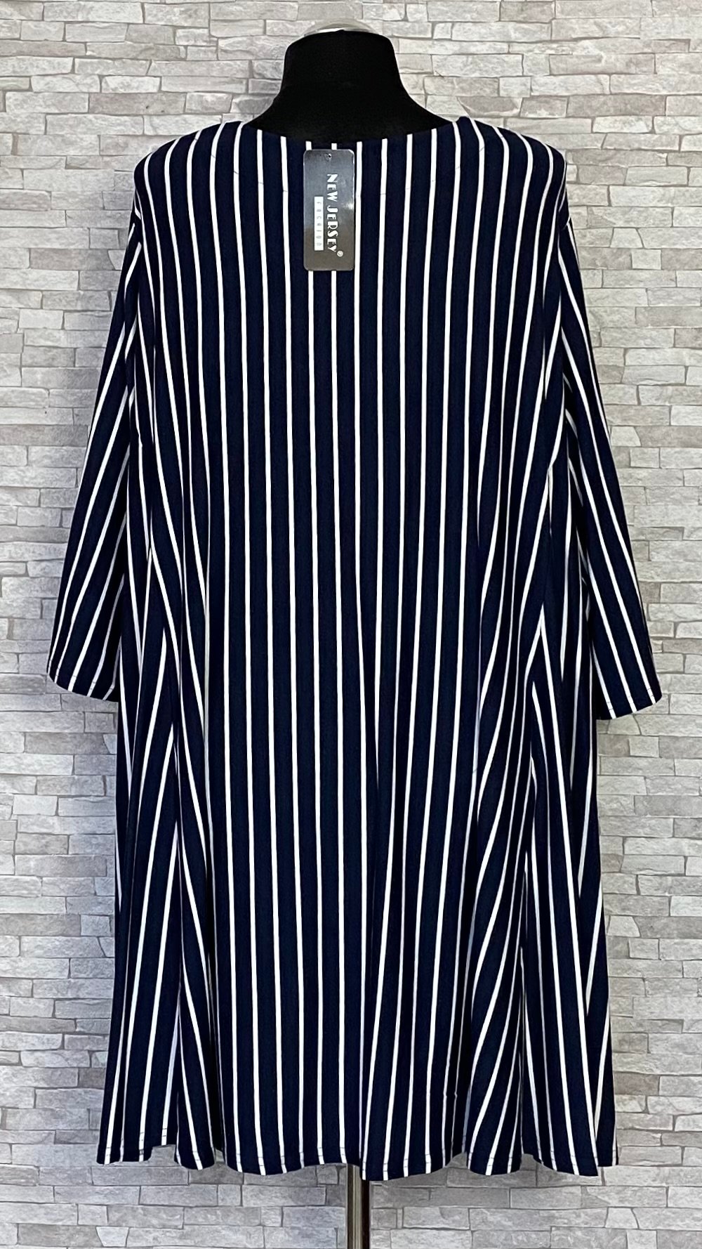 granatowa tunika new jersey fashion w białe paski granatowa tunika new jersey fashion w białe paski