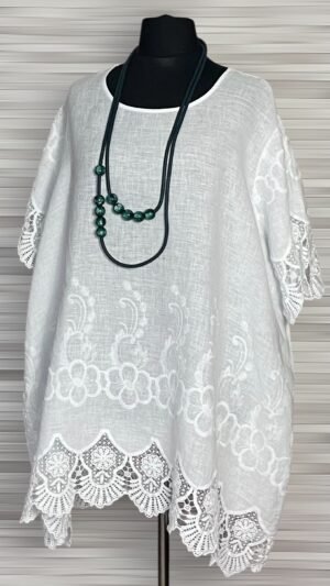 Home lniana tunika moonshine mode z koronką