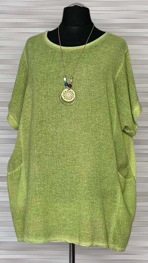 bawełniano lniana bluzka z wisiorkiem