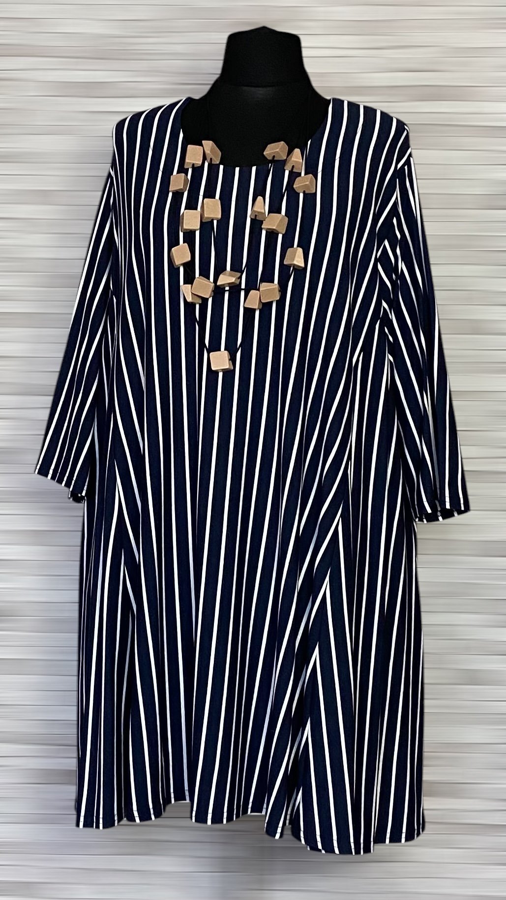 granatowa tunika new jersey fashion w białe paski granatowa tunika new jersey fashion w białe paski