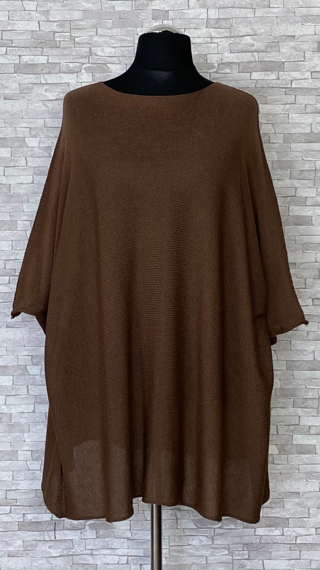 dzianinowy sweter z rękawami długości 3/4 dzianinowy sweter z rękawami długości 3/4