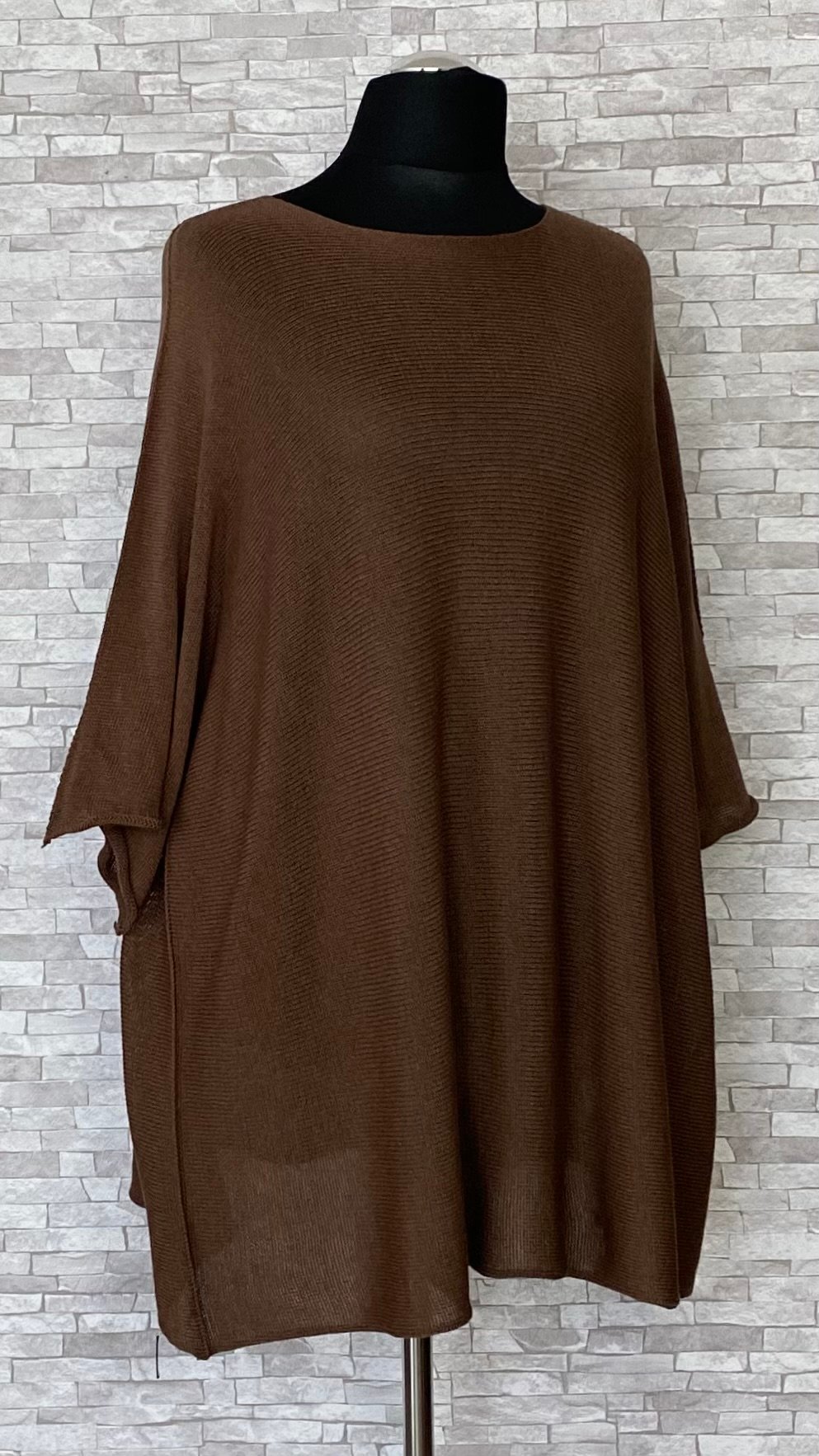 dzianinowy sweter z rękawami długości 3/4 dzianinowy sweter z rękawami długości 3/4