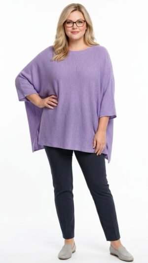 Home dzianinowy sweter z rękawami długości 3/4