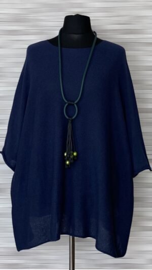 Home dzianinowy sweter z rękawami długości 3/4