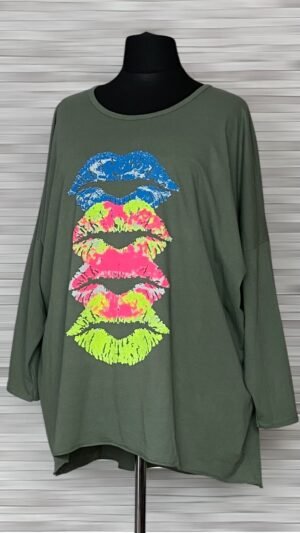 bawełniana bluzka z motywem ust